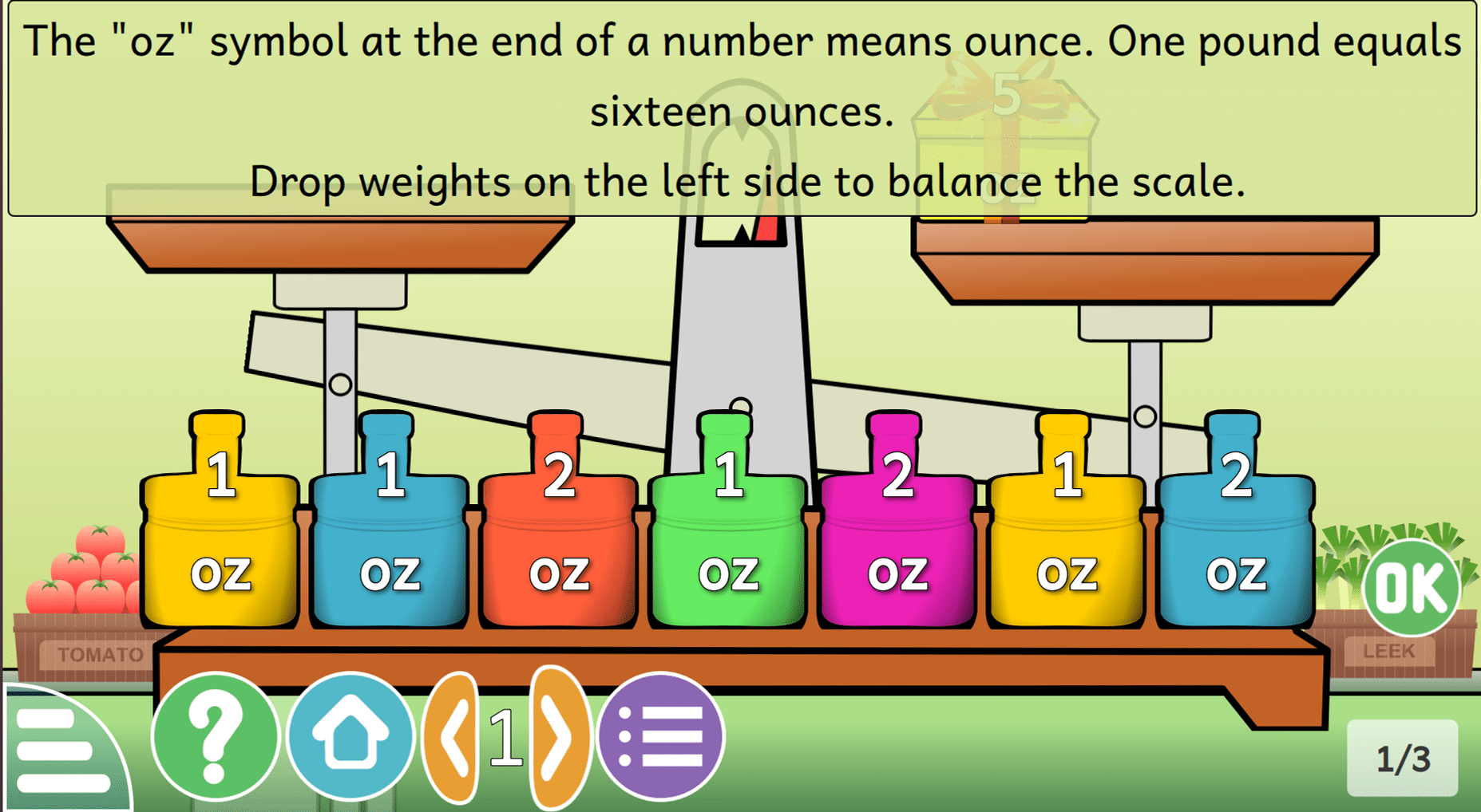 Balance scale with ounce